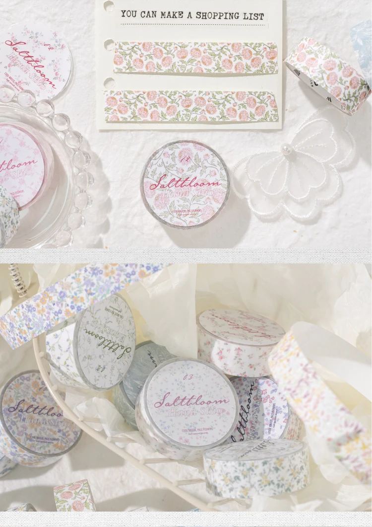 Journal GO Washi-Tape mit Blumenmuster, dekoratives Masking-Tape für Karten, Scrapbook, Planer, Dekoration, Schreibwaren, 1,5 cm x 2 m – Detail 13