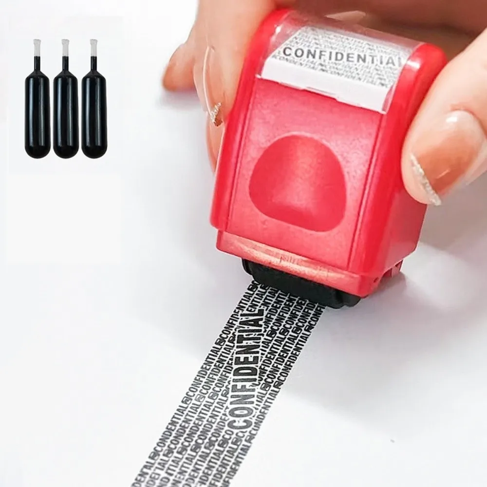 Leakproof Identity Theft Protection Roller Stamp Portable Roller Stamp Manual Roller Stamp Ink Refill Garbled Chapter