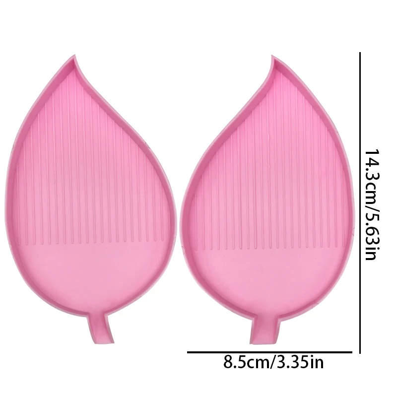 HOMFUN 2pcs/set DIY Diamond Painting Leaf-Shaped Tray ，Diamond Storage Box Drill Plate，Embroidery Cross Stitch Accessories Tools