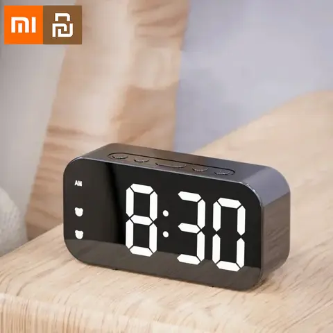 Xiaomi Voice Control Digital Alarm Clock Temperature Dual Alarms Table Clock 3 Levels Brightness Adjustment 12/24H LED Clock