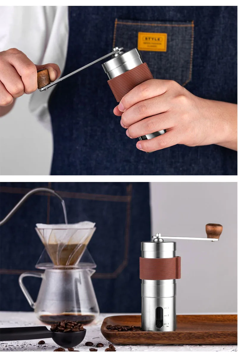 เครื่องบดกาแฟแบบพกพาปรับการตั้งค่า Conical Burr เครื่องบดสำหรับหยดกาแฟ Espresso French Press