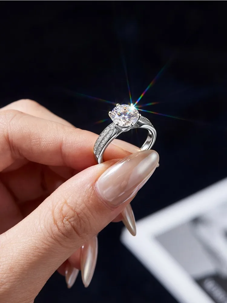 1CT Zertifizierter Moissanit-Diamant Gold Weißer Stein Damen-Verlobungsring Echtes 925 Sterling Silber Hochwertiger Edel-Schmuck – Detail 3