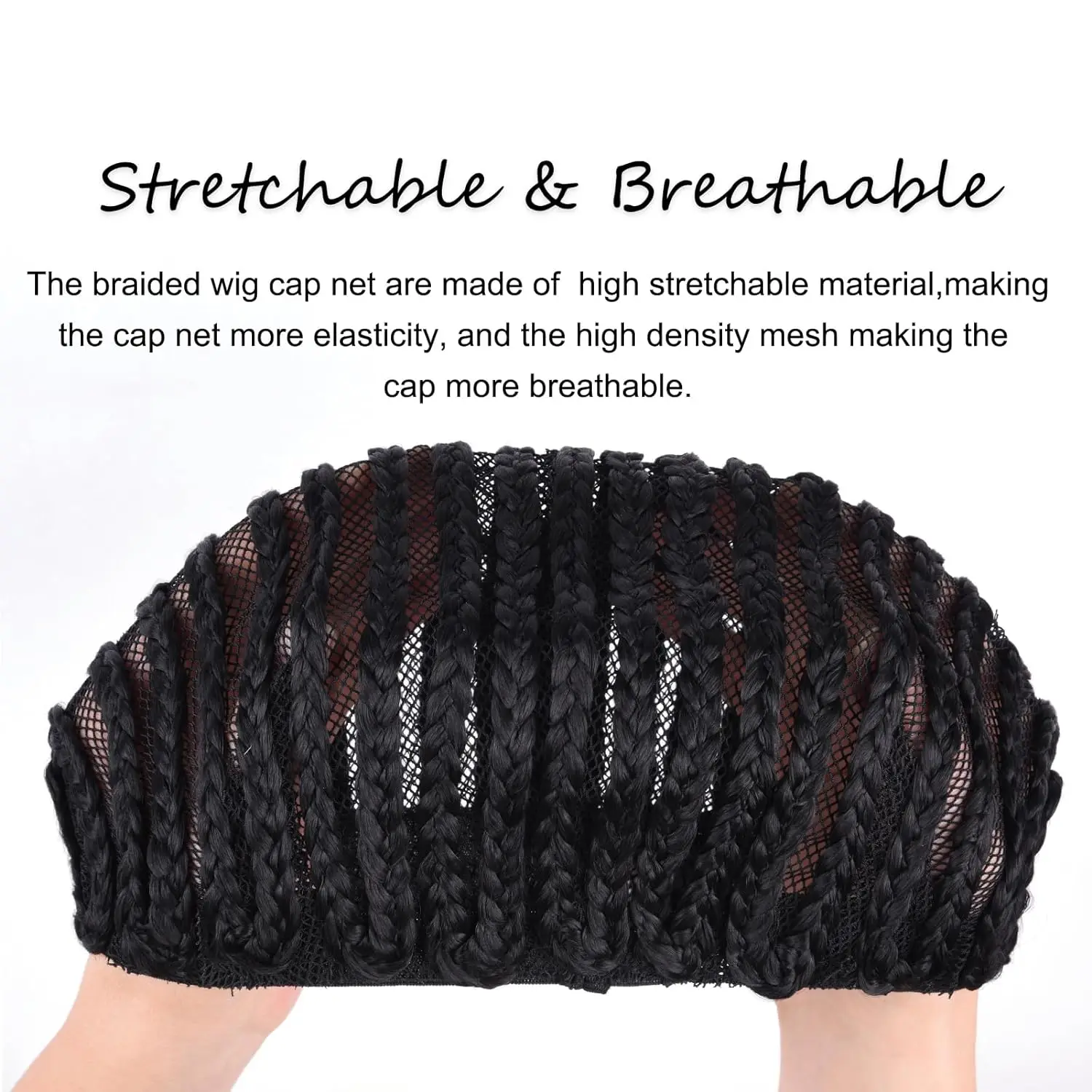 Braided Cornrow Wig Caps for Crochet Hair Braids Wigs Making Breathable and Easier Sew in Weave Glueless Wig M Size Color Black