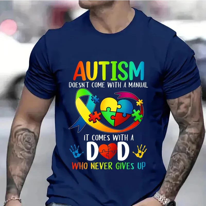 Men\'s Clothing Autism Mom Dad Doesn\'t Come T-shirts Autism Awarenes Men Y2k Tops  Autism Family Matching Men\'s Tshirts Clothes