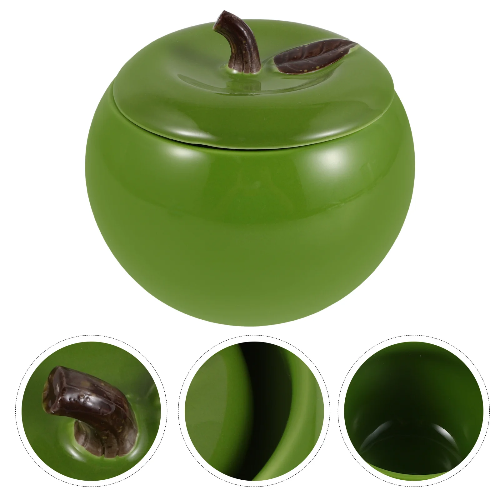 

Ceramic Apple Shape Soup Pot Lid Porcelain Steaming Cup Small Noodle Bowl Christmas Kitchen Decor Candy Bowl Ceramic Spice Jars