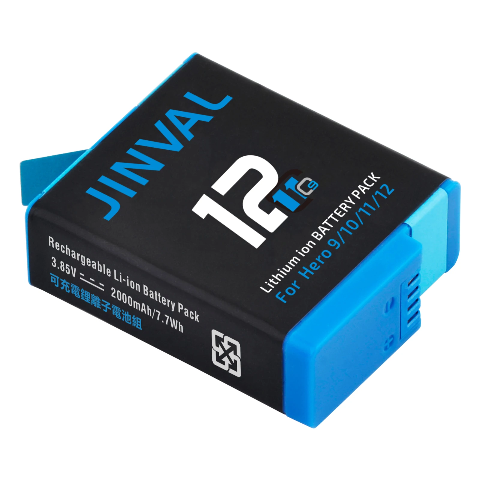 

JINVAL For Gopro Hero 12 2000mAh Battery Action Camera Batteries + Quick Charging Triple Charger Case For go pro 9 10 11 12