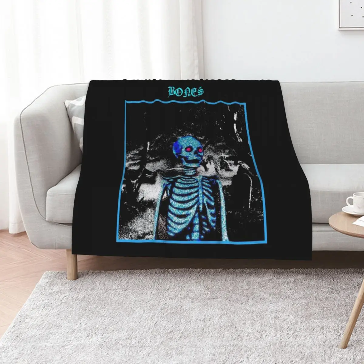 BONES SKELETON BLUE Throw Blanket Soft Plush Plaid Sofa Throw Soft Plaid Bed anime for winter Blankets