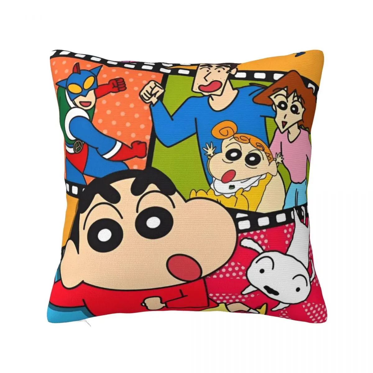 

Crayon Shin-chan Family Friends Pillowcase Polyester Cushion Cover Japanese Anime Throw Pillow Case Cover Home Zipper