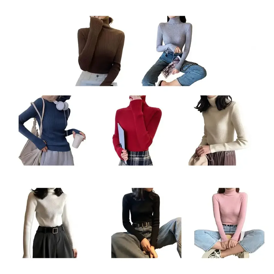 

Autumn Winter Turtleneck Women Sweater Vintage Basic Solid Knitted Tops Casual Slim Pullover Korean Sweaters Simple Chic Jumpers