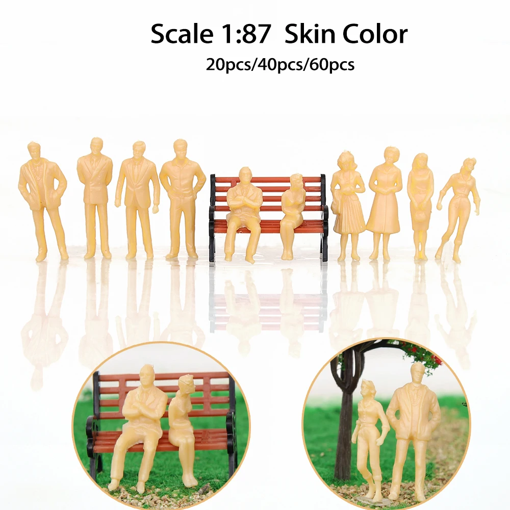 Scale 1:87 Mini Model People ABS Plastic Figures For HO Train Human Layout Building Lanscape Scene Diorama Materials 20/40/60Pcs