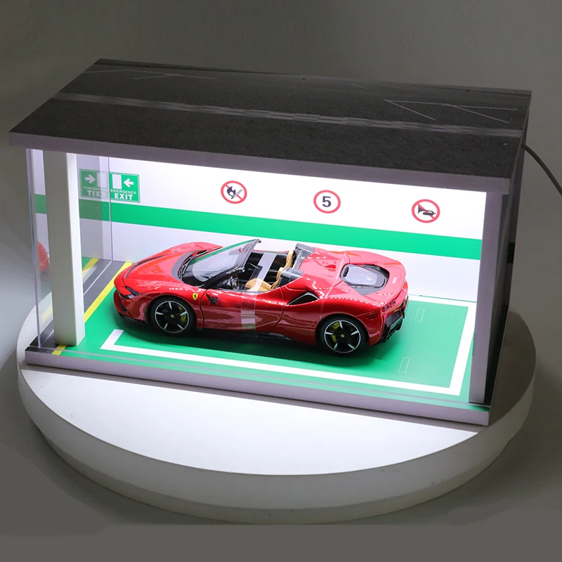 1:18 Car Models Parking lot Solid  Parking Garage Model With lights And Acrylic Dust Cover