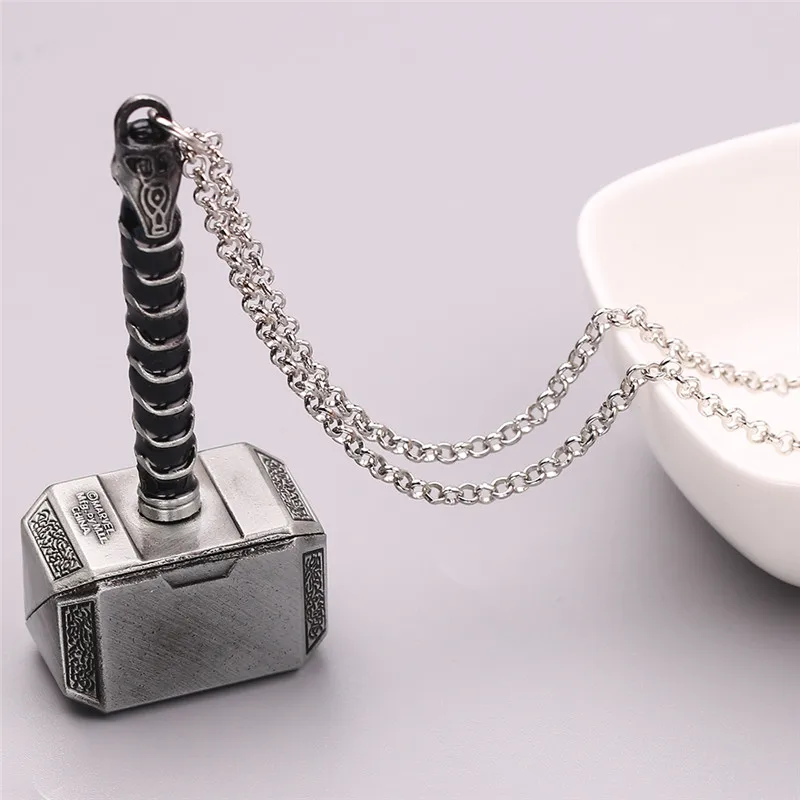 Marvel Superhero Thor Necklace Thor's Hammer Mjolnir Pendant Neck Chain Men's Trend Jewelry Accessories