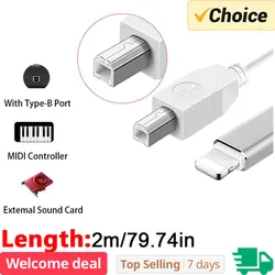 MIDI USB B to iPhone iPad IOS Interface OTG Data Cable for Electronic Piano Drum Electric Piano MIDI Keyboard Connector