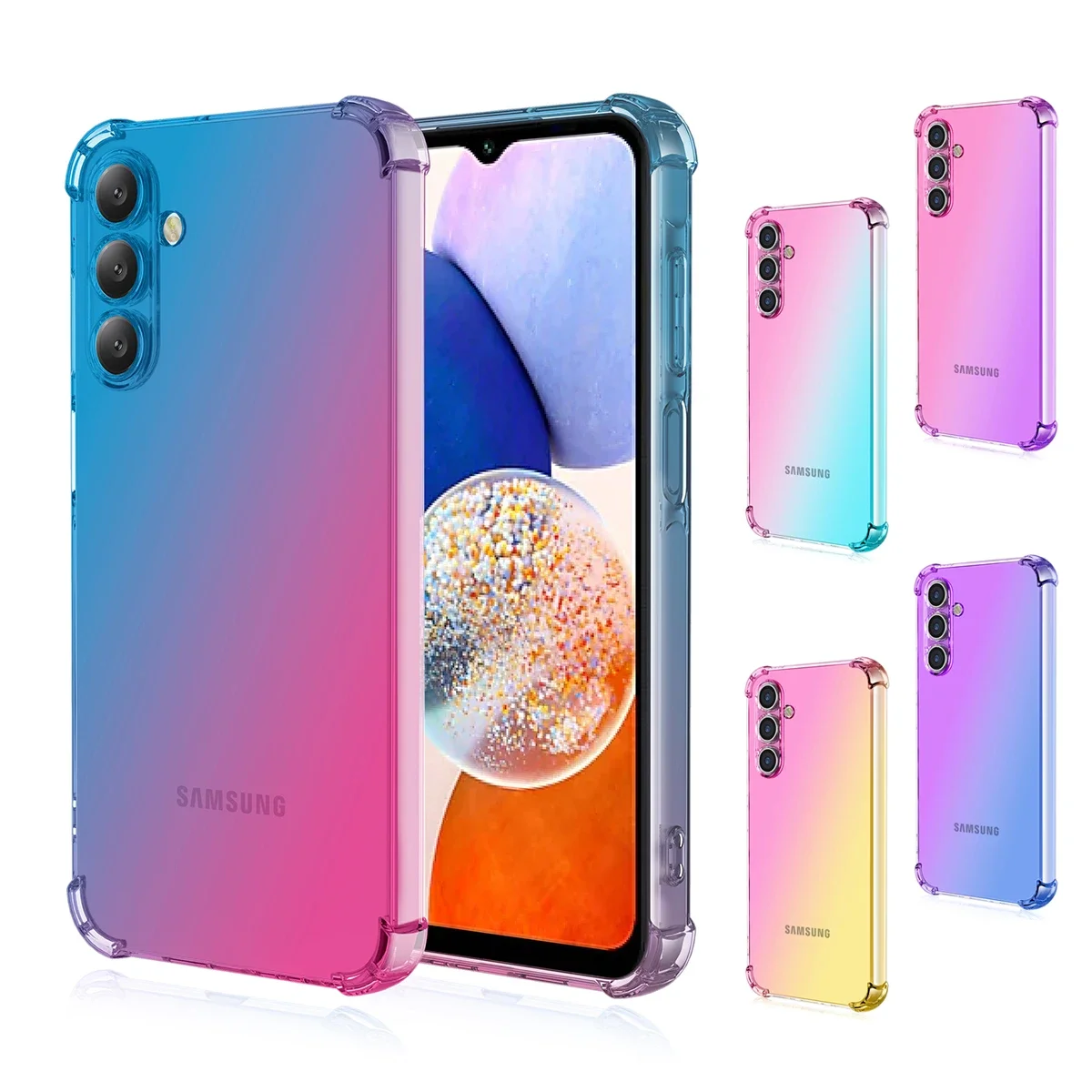 Чехол для Samsung Galaxy A36 A16 A06 A15 A05 A05S, милый градиент, подушка безопасности, бампер, амортизирующий резиновый мягкий силиконовый чехол