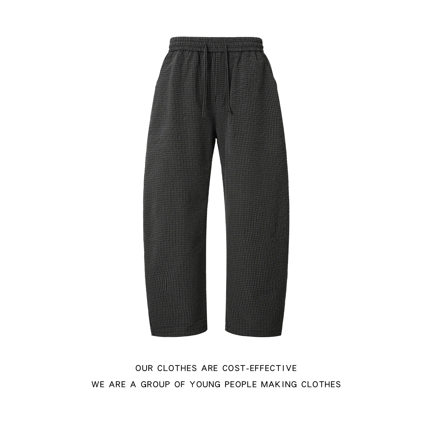 

Retro Japanese Plaid Pants Men's Summer Lazy Wide Leg American Texture Drape Casual Knife Sweatpants Loose Fit Straight Leg