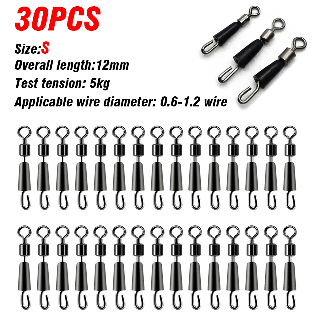 30/50Pcs Angeln Lager Wirbel Kugellager Wirbel Solide Ringe Stecker Schnell Schnelle Link Locken Linie Spin Snap Tackle stecker