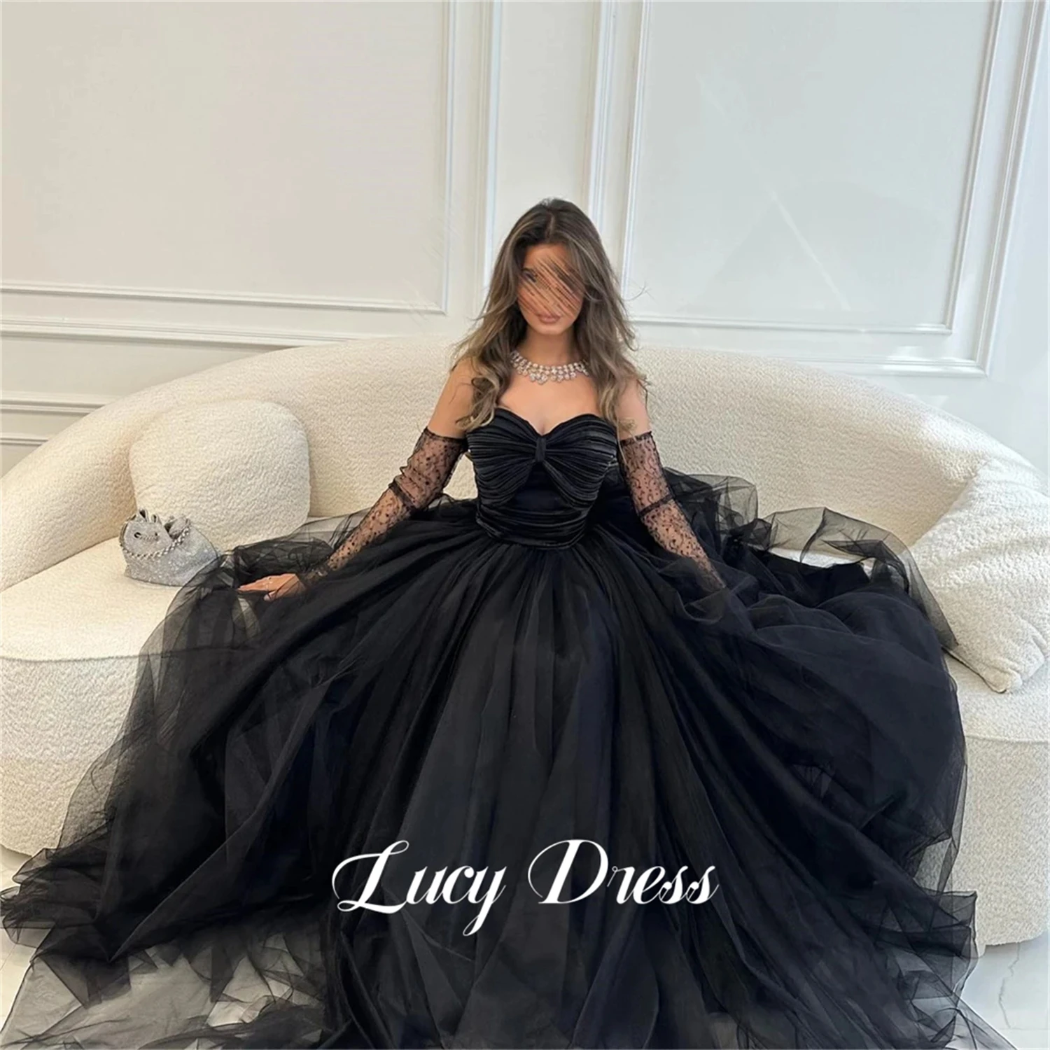 

Lucy Black Mesh Graduation Gown Ball Line A Eid Dress Dresses for Special Events Sharon Said Happy Sharon Evening Prom Party