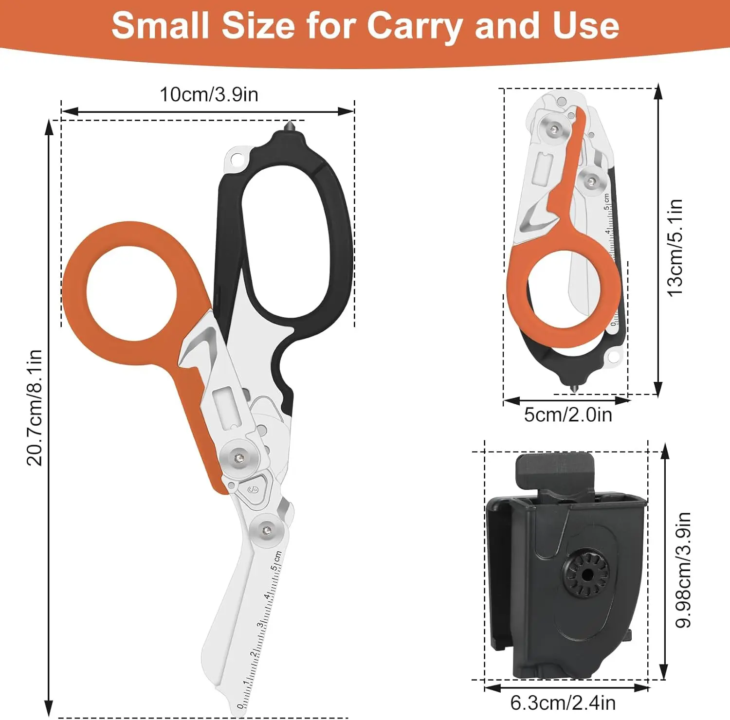 6-in-1 Trauma Raptor Scissor Shears Emergency Responders with Storage Sheath Outdoor Camping Survival Medical EDC Tool Supplies