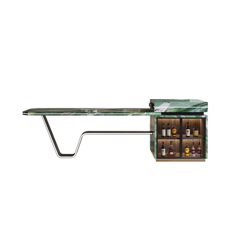 

Retractable integrated whole rock slab green luxury stone multi-functional storage island