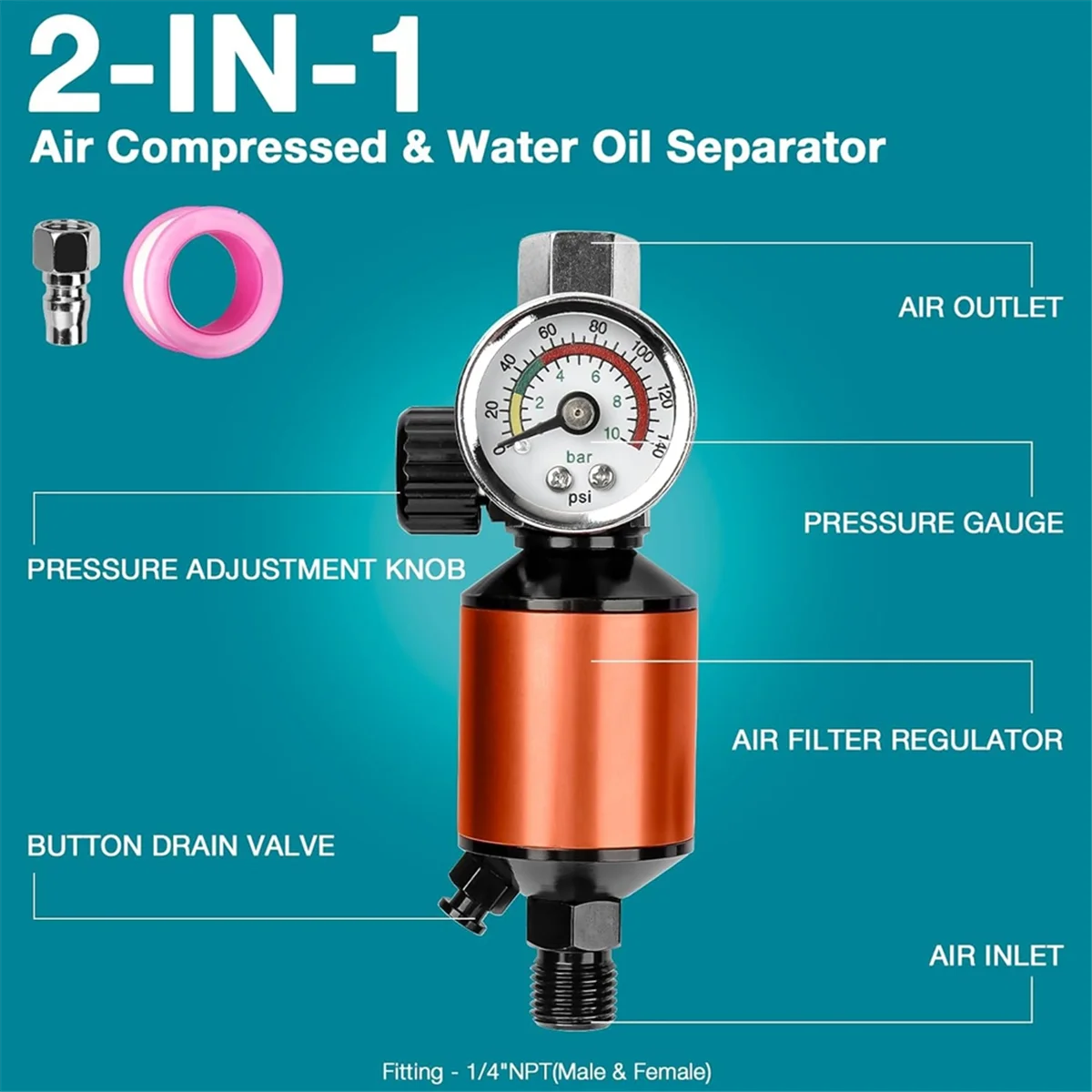 

spraypaintgun HVLP Air SprayGun Set with Disposable Paint Cup 600ccwith Air Compressor Water/Oil Separatorfor Furniture DIY Pain