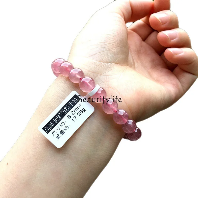 Natural Madagascar Pink Crystal Bracelet Pink Crystal Bracelet Pink Crystal Women's Old Mine Red