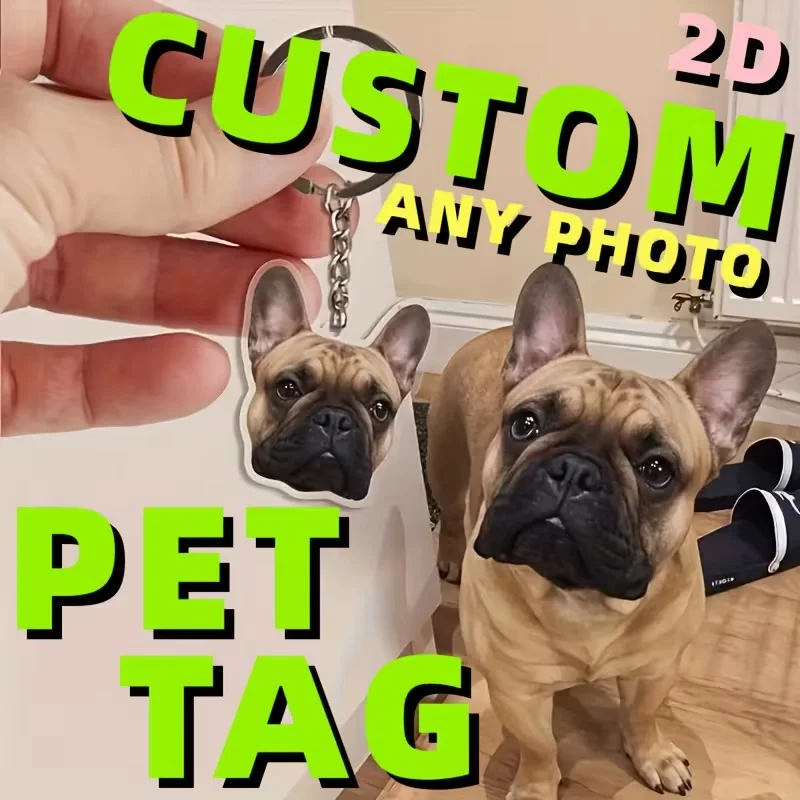Personalized Acrylic Dog Keychain with Photo - Customized Pet ID Tag Gift for Pet Lovers Birthday Christmas
