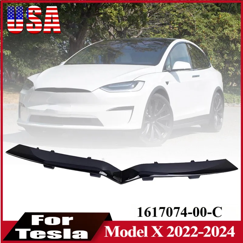 

Front Center Grille Molding Trim For Tesla Model X 2022 2023 2024 1617074-00-C Car Air Intake Grille Cover Trim Decorative Strip