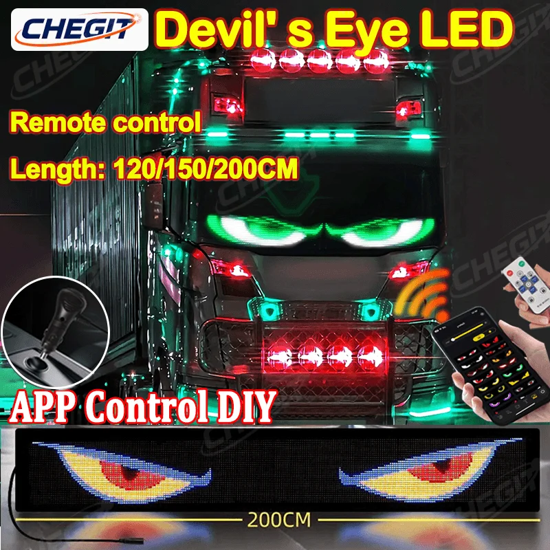 

Large APP Truck Car Devil Eye LED Pixel Panel Light Remote Control Soft Foldable Lighting Scrolling For Board Windshield 12V 24V