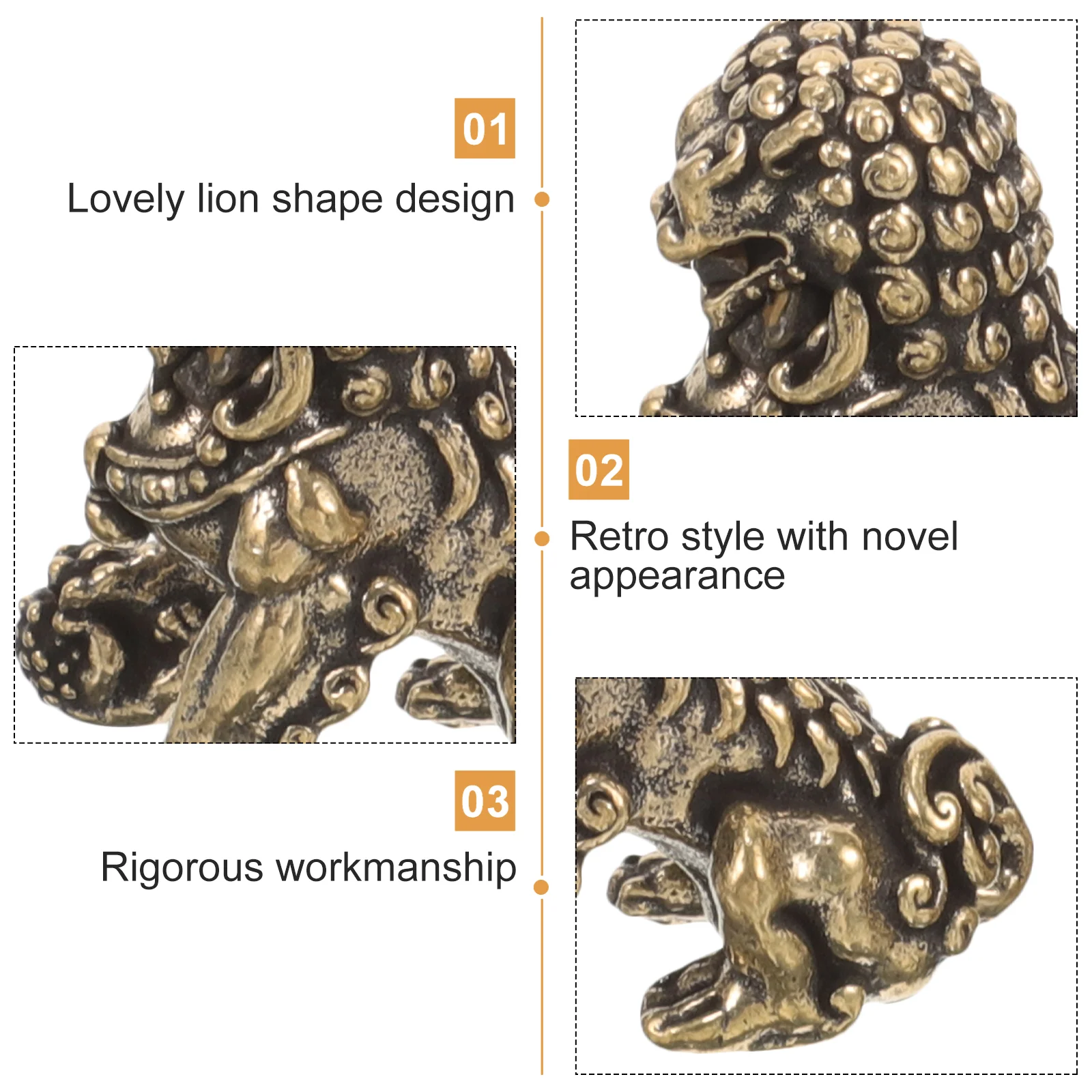 2 Pcs Lion Ornament Sculpture Key Fob Brass Tea Pet Decor Zodiac Statue Vintage Mini Decoration