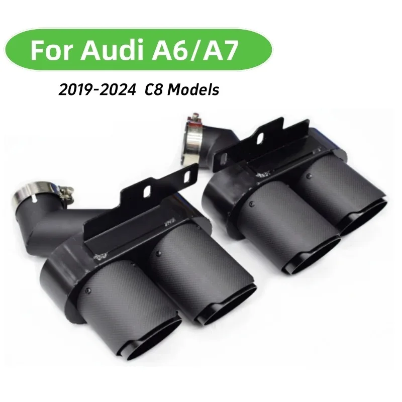 For Audi A6 A7 Tailpipe 2019 To 2024 Model C8 Exhaust Pipe Upgrade S6 S7 Tailpipe Stainless Steel Tip Nozzle