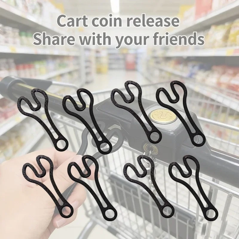 2/5PCS Shopping Cart Token Keychain Recycled PLA Supermarket Trolley Unlock Tool 3D Plastic Portable Sturdy Key Ring Coin Holder