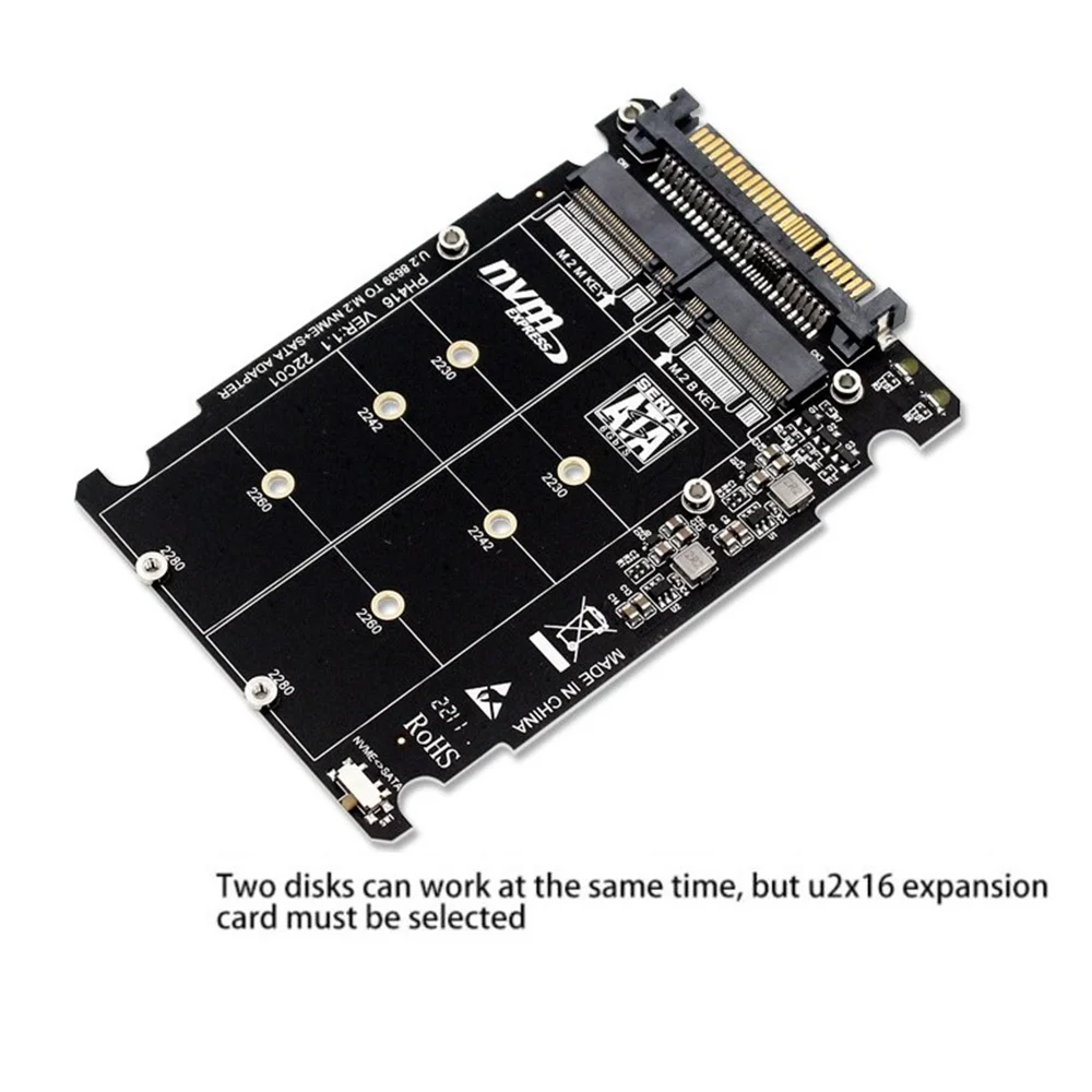 Adaptador M.2 SSD para U.2, NVMe e SATA-Bus, SSD NGFF para PCI-E, SFF-8639, Adaptador, Conversor PCIe M2, Sem Shell