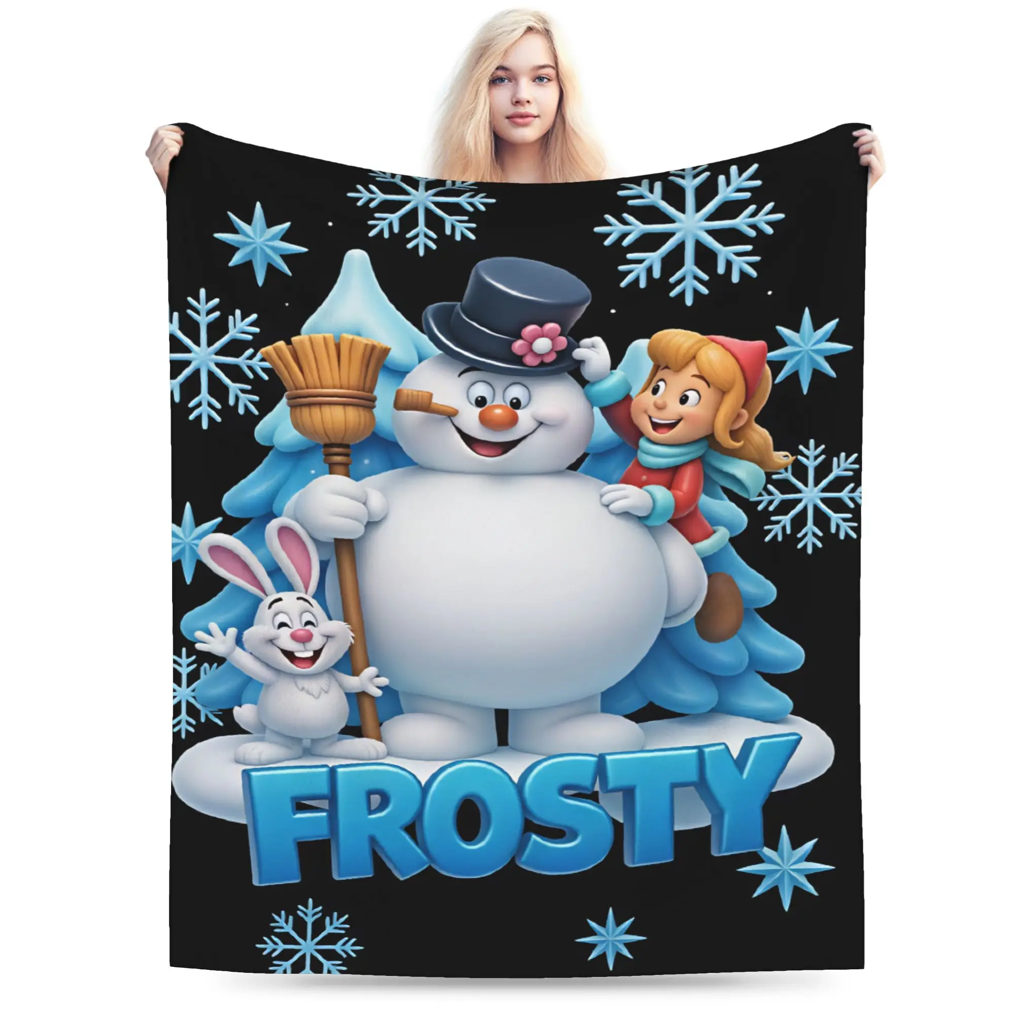 Soft Bedding Throws Travel Office Snowman Frostys Blanket  Flannel Bedspread For Sofa Home Trend Sofa Bed Cover