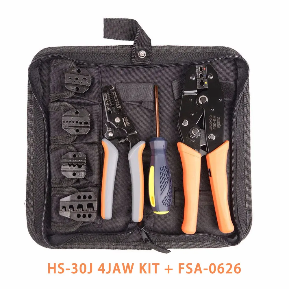 HS-30J+4JAW set multifunctional ratchet Crimping pliers Kits crimpers Wire Stripper Cable Cutters crimping tool