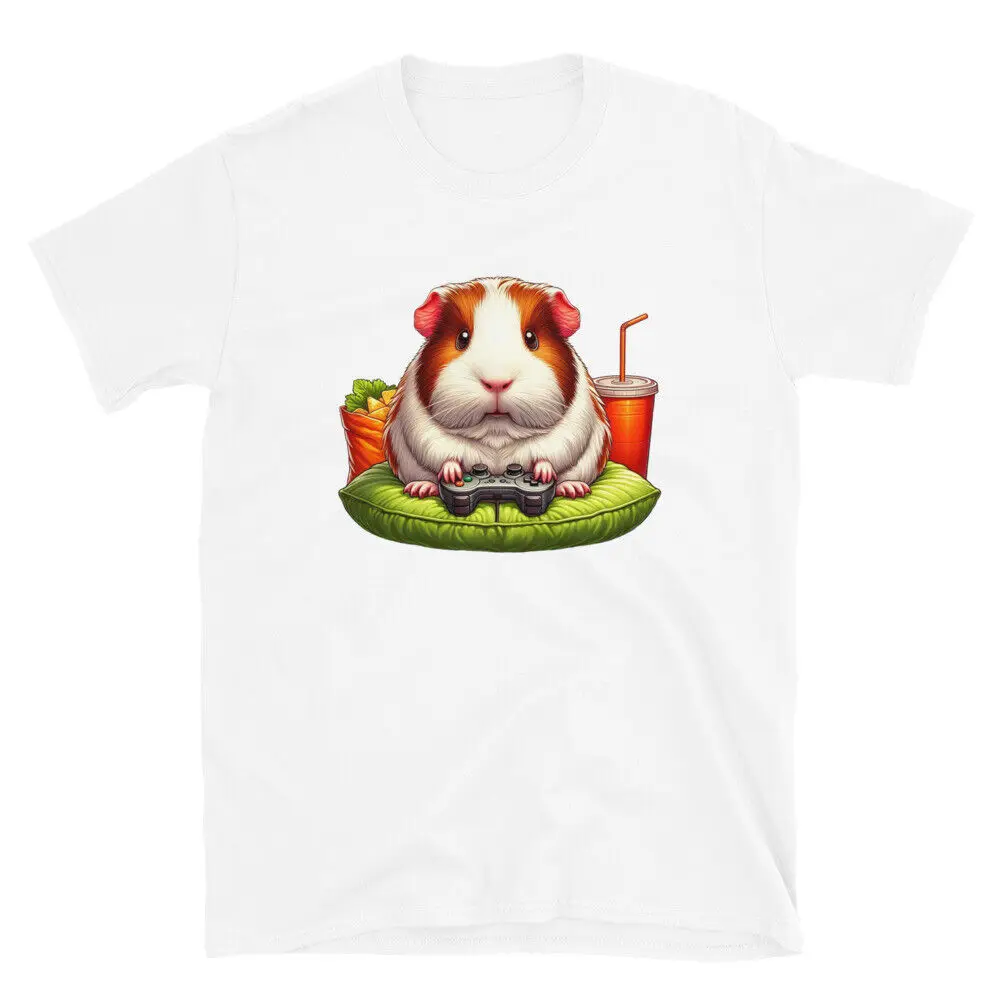 Funny Gamer Cute Guinea Pig T-Shirt - Gaming Animal Hamster Tee Anime Graphic T-shirts Y2K Tops New Arrival Unisex Summer