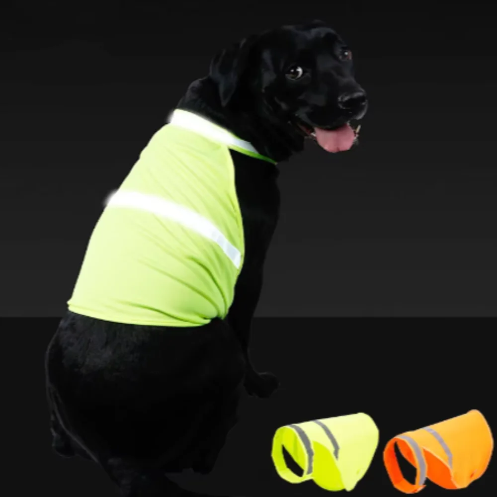 Chaleco reflectante de seguridad para perros, chaqueta de visibilidad ajustable y transpirable para cachorros, ropa fluorescente cómoda y protectora para mascotas