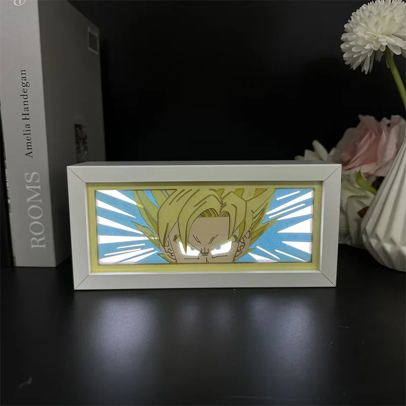 Cartoon Anime Dragon Ball Multi Color Paper Carving Lamp LED Photo Frame Drawing Desktop Ornament USB Night Light Birthday Gift