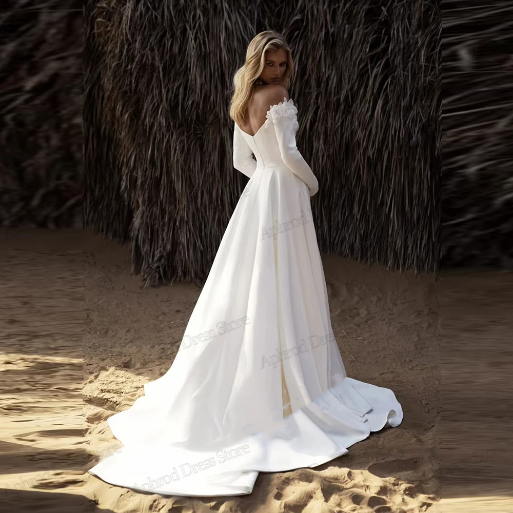 Vestidos de casamento modestos glamourosos vestidos de noiva rendas apliques fora do ombro robes graciosos vestidos de novia personalizado 2026