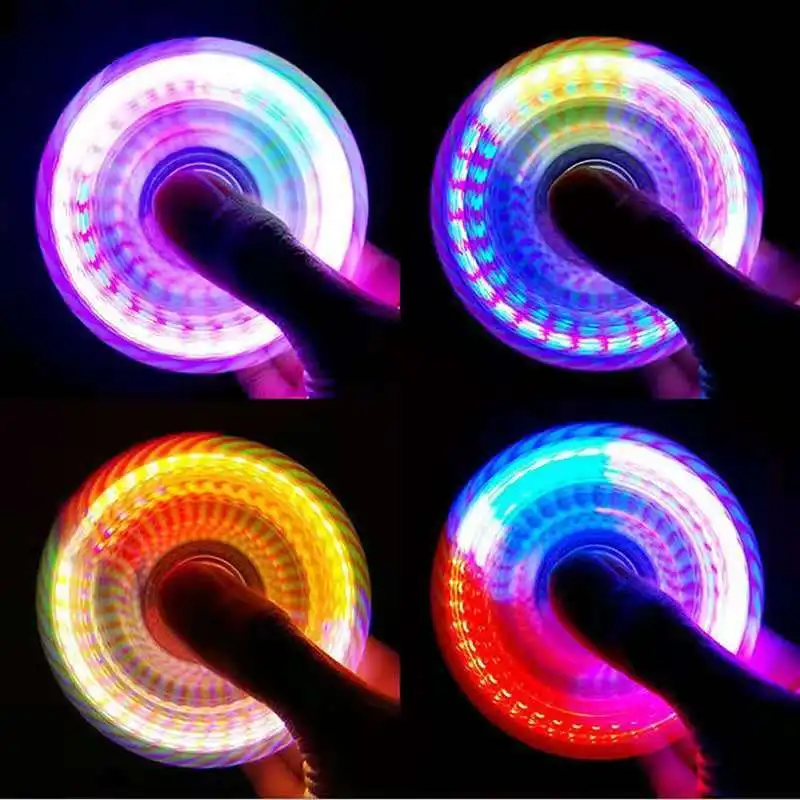 

Crystal Fingertip Gyroscope Transparent Flash Red Blue LED Glow Colorful Finger Pressure Reducing Toy