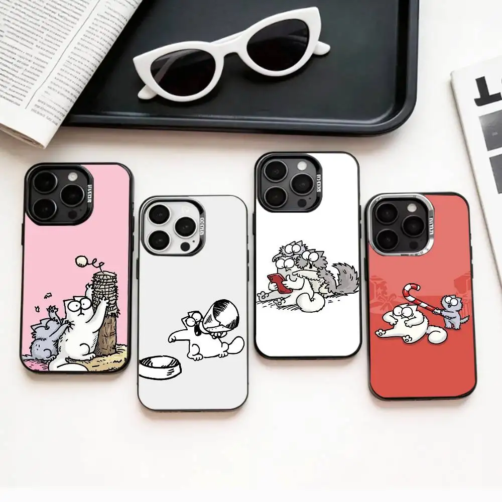 

S-Simons And C-Cats Phone Case For iPhone17,16,15,14,13,12,11 Plus,Pro Max Colored Silver Plated Inside Cover