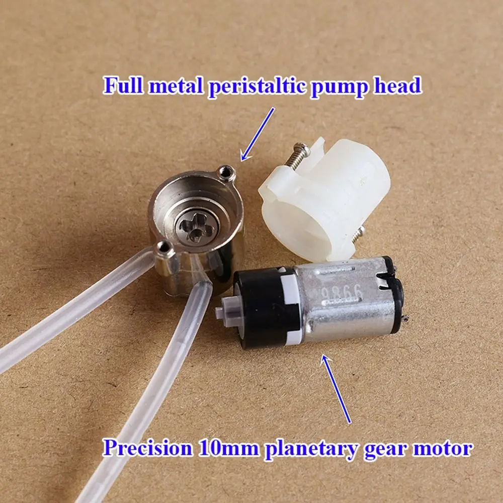 1Pcs DC3V 3.7V Micro Peristaltic Pump 10mm Planetary Gear Small Flow Metering Pump M20 Motor Precision Flow Control