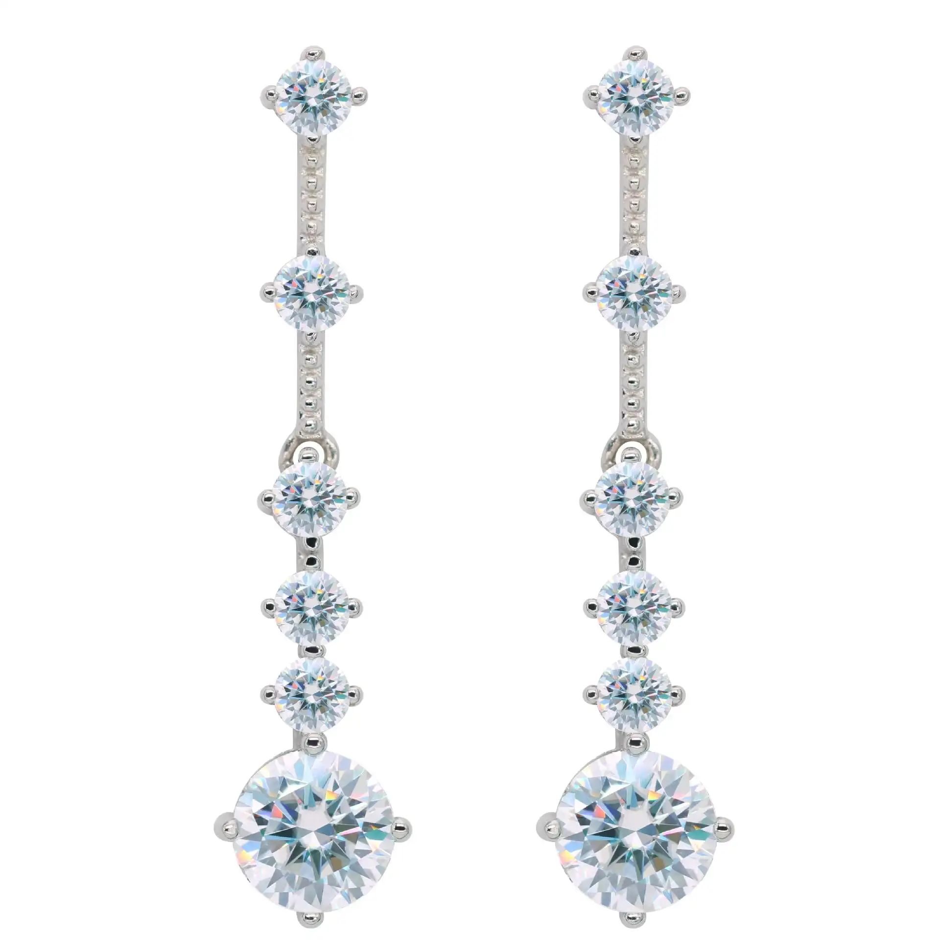 925 Silver Fine Jewelry Women's Long Drop Earrings with 3 and 6 Carats Moissanite Cross Pattern for Weddings and Parties