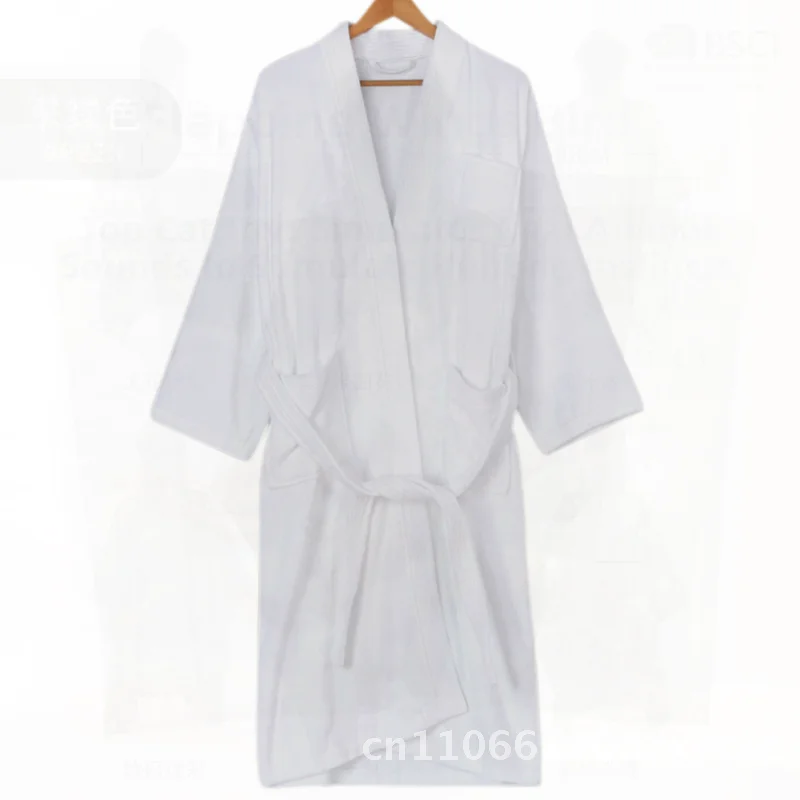 

Pure Cotton Velvet Trim Bathrobe - Long Comfortable Soft Five-Star Hotel Quality Universal Fit Softness Hotel Supplies