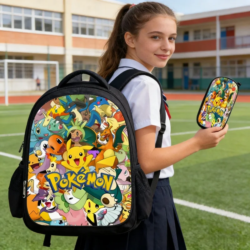 Mochila Pikachu Ortopédica para Meninas e Meninos Pokémon Go Mochila Escolar de 16 polegadas para Alunos do Ensino Fundamental de 6 a 9 anos