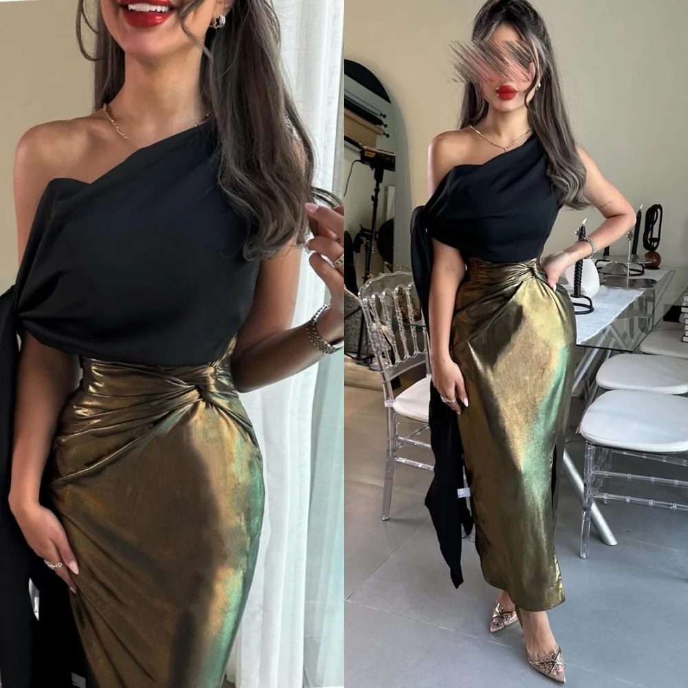 

Customized Mermaid High Quality Black Evening Dress Exquisite One Shoulder Celebrity Gowns Luxury Special Occasion Gowns