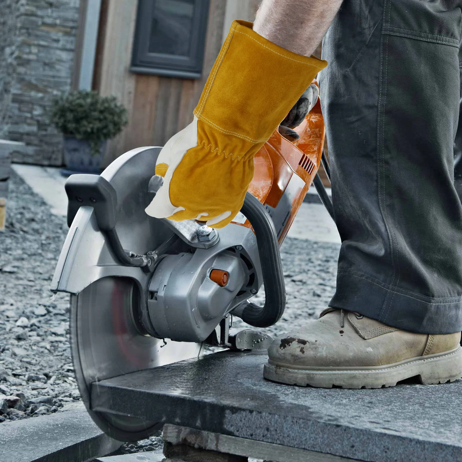 2 Pcs Welding Glove Goatskin Cutting Glove with Comfortable Lining Multifunctional New Heat Resistant Mitt for Welding Grinding