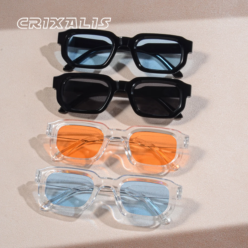 CRIXALIS 4/3/2/1 Stück lässige rechteckige Sonnenbrille Y2K für Männer und Frauen, Fahren, Laufen, Antireflex-Sonnenbrille, Schatten, UV400