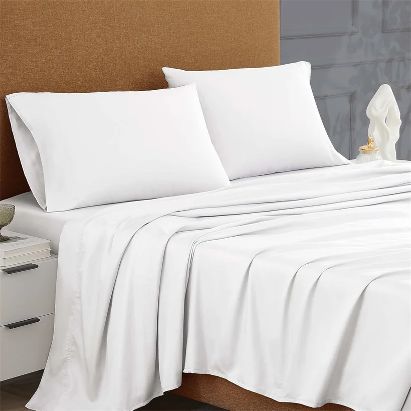 Cloud-Soft 100% Egyptian Cotton Bed Sheet Set Luxury 600TC Long-Staple Cotton Fitted Sheet Flat Top Sheet 4/6pcs Sheets Set