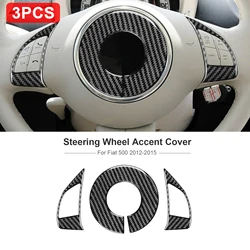 Steering Wheel Accent Cover Trim Hot Sale Carbon Fiber Interior Decoration Trim Accessories For Fiat 500 2012-15