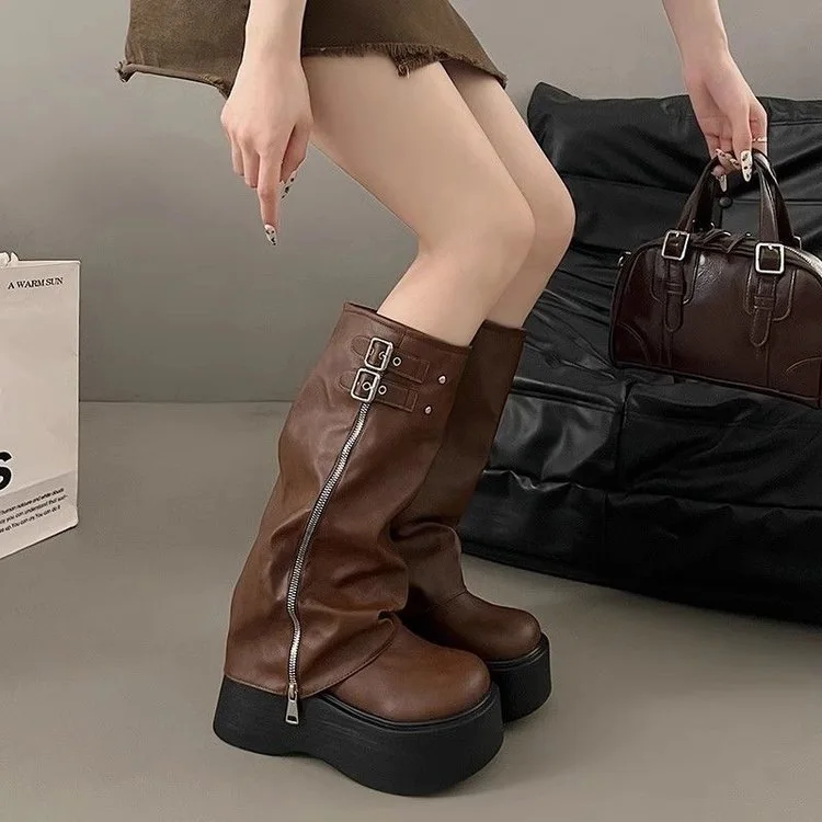Fashion Round Head Stretch Sock Boots 2025 Summer Thick Heel Elastic Socks Boots New Medium Tube High Heels Simple Ankle Boots view 4